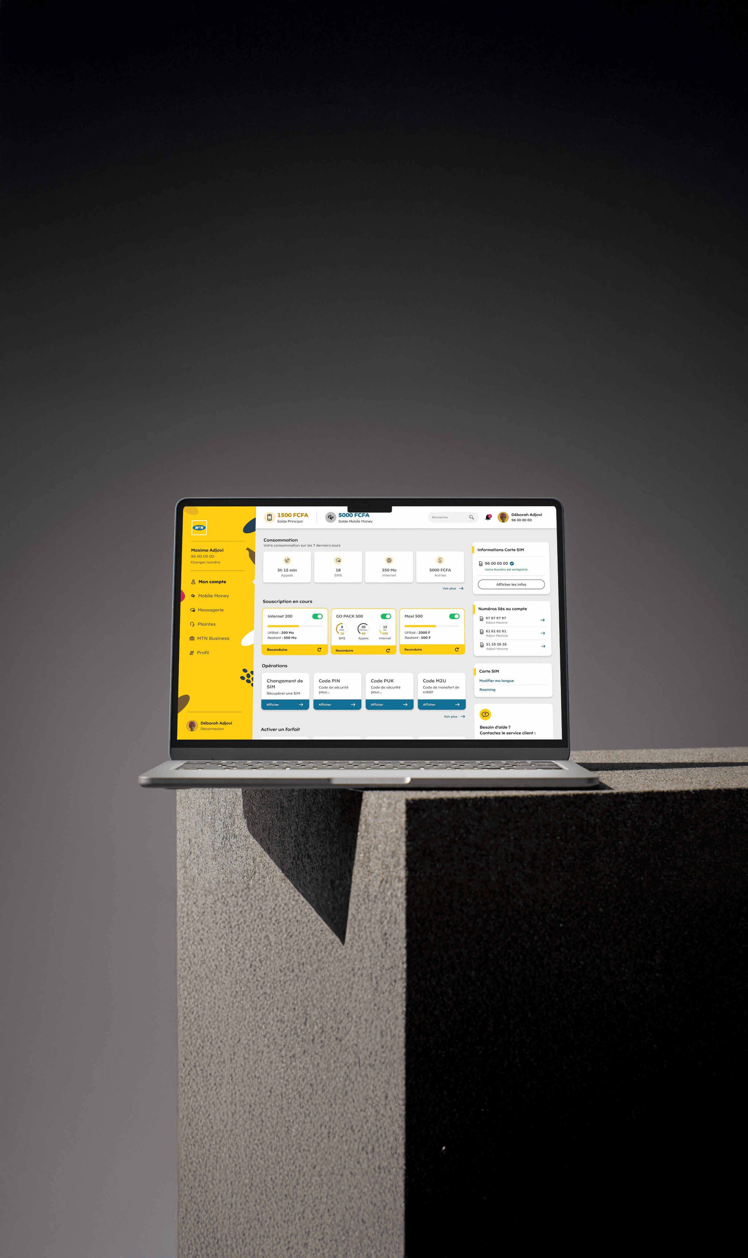 Fiwè — laptop sur piédestal