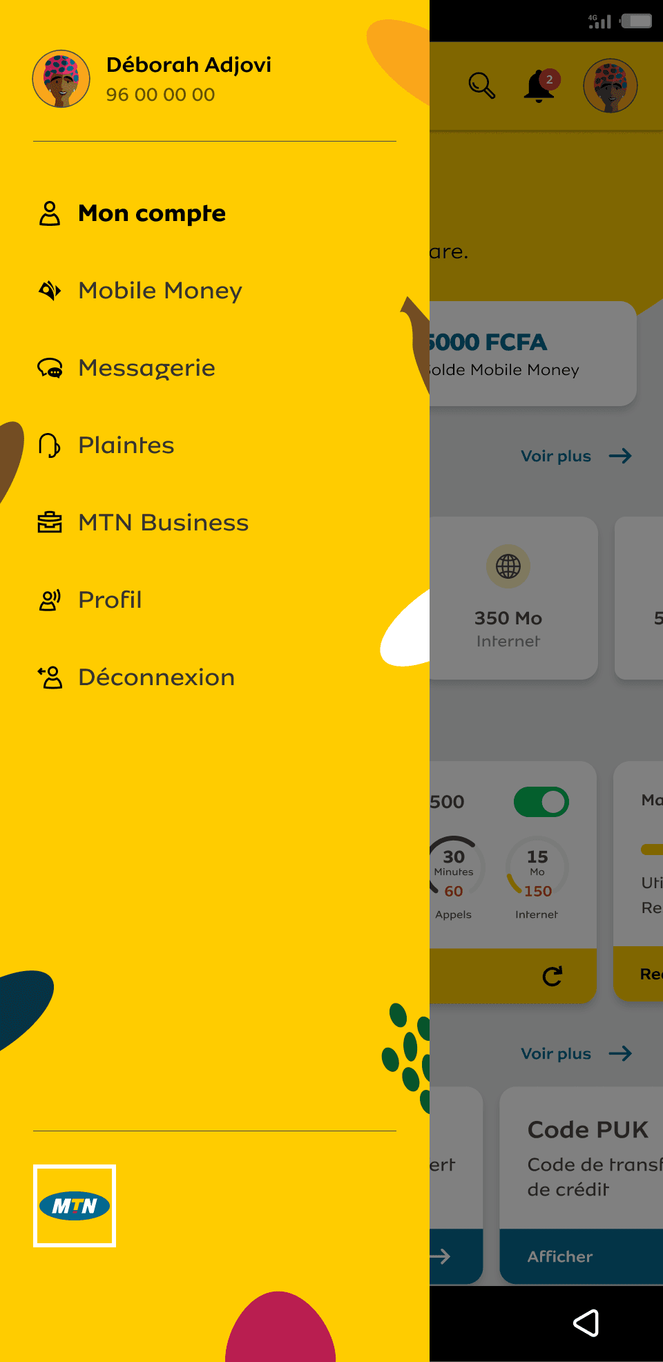 MTN Selfcare — aperçu mobile