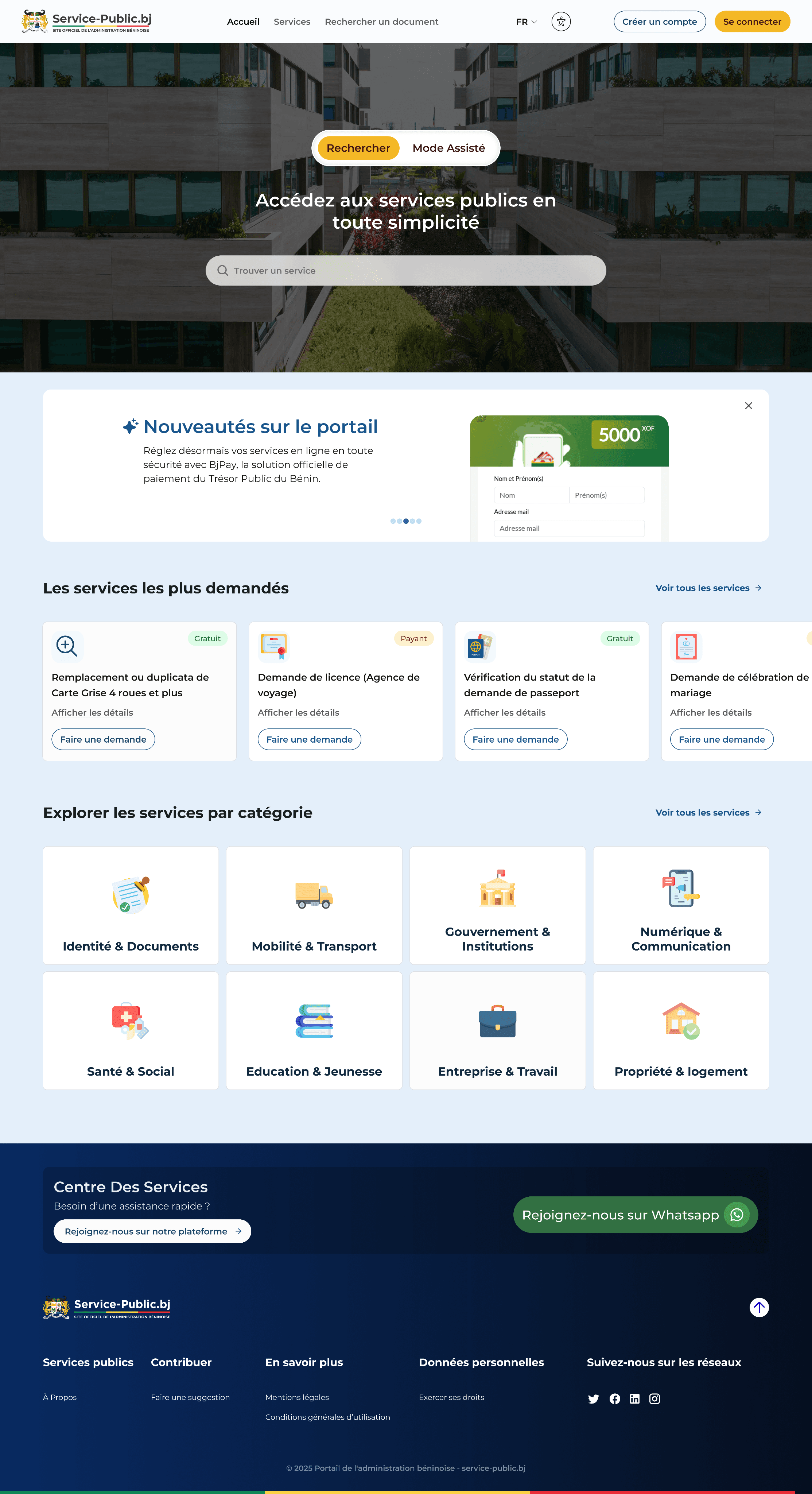 Portail national des services publics — aperçu mobile